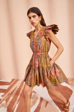 ULLA JOHNSON Loretta Dress - Bamboo -fashion store ULLA JOHNSON Loretta Dress BAMBOO 03