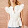ULLA JOHNSON Luise Top - Pristine -fashion store ULLA JOHNSON Luise Top PRISTINE 01 MAIN