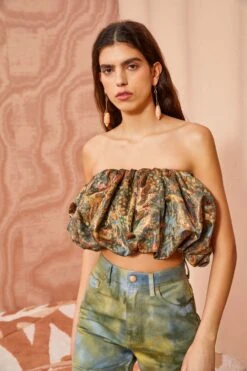 ULLA JOHNSON Lyla Top - Woodland -fashion store ULLA JOHNSON Lyla Top WOODLAND 0038