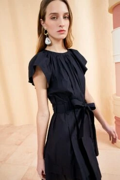 ULLA JOHNSON Mae Dress - Noir -fashion store ULLA JOHNSON MAE DRESS NOIR 03