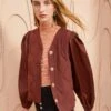 ULLA JOHNSON Maddox Jacket - Mahogany -fashion store ULLA JOHNSON Maddox Jacket MAHOGANY 01 MAIN