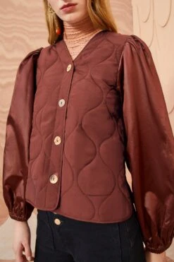 Featured Products -fashion store ULLA JOHNSON Maddox Jacket MAHOGANY 02 ALT