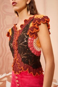 ULLA JOHNSON Magdalena Top - Pomegranate -fashion store ULLA JOHNSON Magdalena Top POMEGRANATE 0203