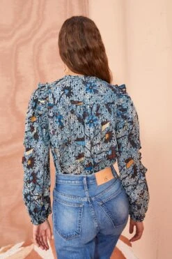 ULLA JOHNSON Manet Blouse - Morning Glory -fashion store ULLA JOHNSON Manet Blouse MORNING GLORY 04