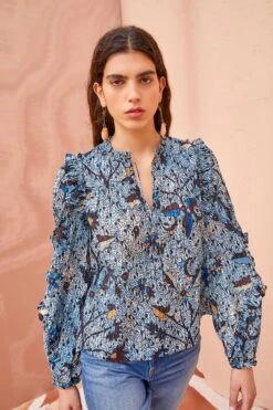 ULLA JOHNSON Manet Blouse - Morning Glory -fashion store ULLA JOHNSON Manet Blouse MORNING GLORY 05