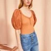 ULLA JOHNSON Marika Top - Chestnut -fashion store ULLA JOHNSON Marika Top CHESTNUT 01 MAIN