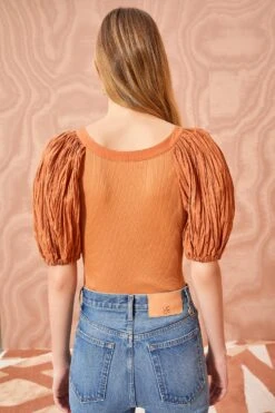 ULLA JOHNSON Marika Top - Chestnut -fashion store ULLA JOHNSON Marika Top CHESTNUT 04