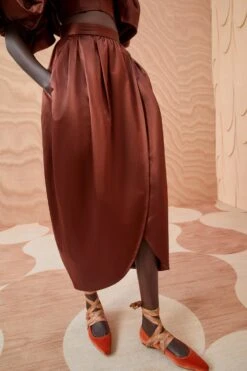 ULLA JOHNSON Maxine Skirt - Mahogany -fashion store ULLA JOHNSON Maxine Skirt MAHOGANY 0108