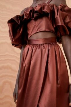 ULLA JOHNSON Maxine Skirt - Mahogany -fashion store ULLA JOHNSON Maxine Skirt MAHOGANY 02 ALT