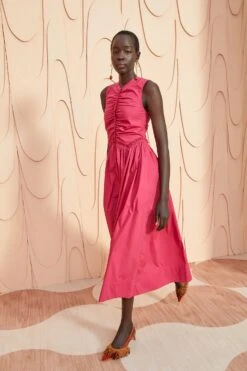 ULLA JOHNSON Mimi Dress - Rosebud -fashion store ULLA JOHNSON Mimi Dress ROSEBUD 03