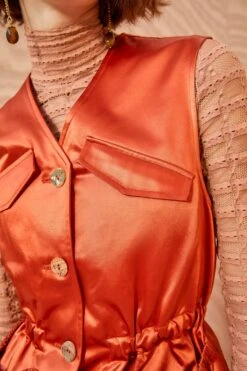 ULLA JOHNSON Monroe Vest - Red Oxide -fashion store ULLA JOHNSON Monroe Vest REDOXIDE 0087