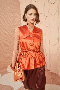 fashion store 6 ULLA JOHNSON Monroe Vest - Red Oxide