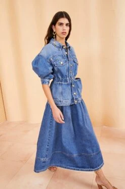 ULLA JOHNSON The Odette Jacket - Danube Medium Indigo Wash -fashion store ULLA JOHNSON ODETTE JACKET DANUBE 0012