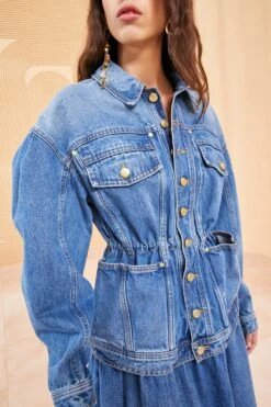 ULLA JOHNSON The Odette Jacket - Danube Medium Indigo Wash -fashion store ULLA JOHNSON ODETTE JACKET DANUBE 02 0094 MAIN