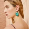 ULLA JOHNSON Hammered Chain Organic Stone Earring - Turquoise -fashion store ULLA JOHNSON ORGANIC STONE EARRING TURQUOISE 01