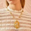ULLA JOHNSON Hammered Chain Organic Stone Pendant - Maligano Jasper -fashion store ULLA JOHNSON ORGANIC STONE PENDANT MAGLIANO JASPER 01