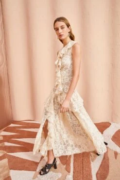 ULLA JOHNSON Odile Dress - Chalk -fashion store ULLA JOHNSON Odile Dress CHALK 0042