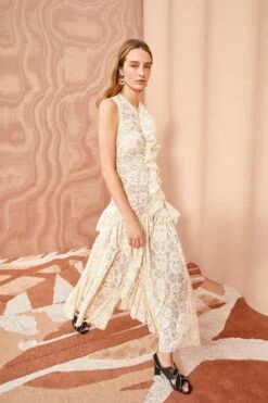 ULLA JOHNSON Odile Dress - Chalk -fashion store ULLA JOHNSON Odile Dress CHALK 01 MAIN
