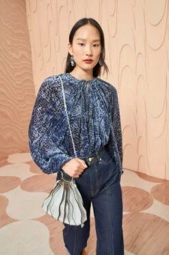 ULLA JOHNSON Pauline Blouse - Marine -fashion store ULLA JOHNSON Pauline Blouse MARINE 0093