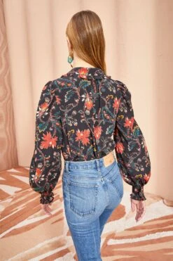 ULLA JOHNSON Philipa Blouse - Obsidian -fashion store ULLA JOHNSON Philipa Blouse OBSIDIAN 0097