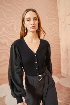 ULLA JOHNSON Quinn Cardigan - Noir -fashion store ULLA JOHNSON Quinn Cardigan NOIR 0128