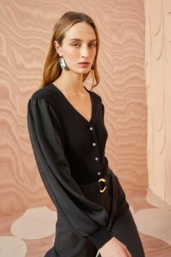 ULLA JOHNSON Quinn Cardigan - Noir -fashion store ULLA JOHNSON Quinn Cardigan NOIR 0161