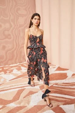 ULLA JOHNSON Renata Dress - Obsidian -fashion store ULLA JOHNSON Renata Dress OBSIDIAN 0045