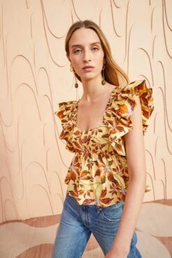 ULLA JOHNSON Romi Top - Lotus -fashion store ULLA JOHNSON Romi Top LOTUS 03