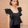 ULLA JOHNSON Romi Top - Noir -fashion store ULLA JOHNSON Romi Top NOIR 01 MAIN