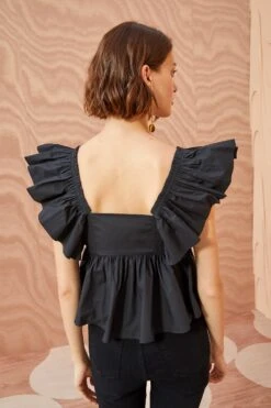 ULLA JOHNSON Romi Top - Noir -fashion store ULLA JOHNSON Romi Top NOIR 04