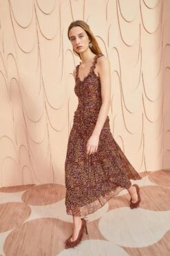 ULLA JOHNSON Rosaria Dress - Pomegranate -fashion store ULLA JOHNSON Rosaria Dress POMEGRANATE 033