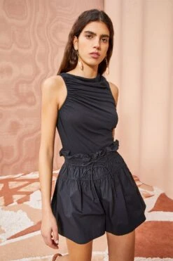 ULLA JOHNSON Rylan Short - Noir -fashion store ULLA JOHNSON Rylan Short NOIR 01 MAIN