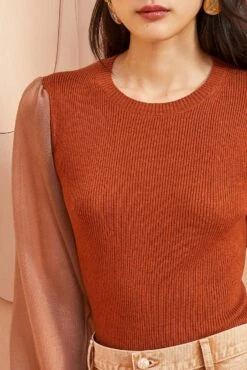 ULLA JOHNSON Sabrina Pullover - Redwood -fashion store ULLA JOHNSON Sabrina Pullover REDWOOD 0100