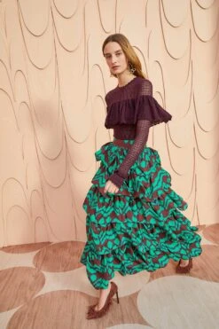 ULLA JOHNSON Samira Skirt - Malachite -fashion store ULLA JOHNSON Samira Skirt MALACHITE 03