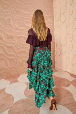 ULLA JOHNSON Samira Skirt - Malachite -fashion store ULLA JOHNSON Samira Skirt MALACHITE 04