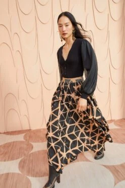 ULLA JOHNSON Savita Skirt - Onyx -fashion store ULLA JOHNSON Savita Skirt ONYX 0068