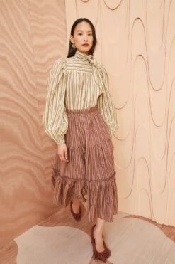 ULLA JOHNSON Severine Skirt - Mulberry -fashion store ULLA JOHNSON Severine Skirt MULBERRY 0065