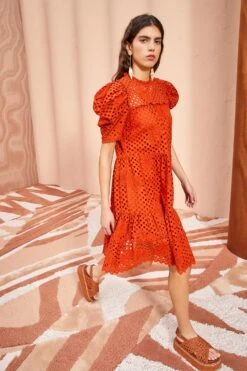 ULLA JOHNSON Simone Dress - Terracotta 9 ULLA JOHNSON Simone Dress - Terracotta -fashion store ULLA JOHNSON Simone Dress TERRACOTTA 03