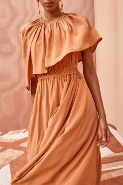 ULLA JOHNSON Tahlia Dress - Chestnut -fashion store ULLA JOHNSON Tahlia Dress CHESTNUT 03