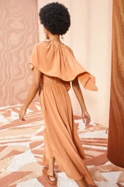 ULLA JOHNSON Tahlia Dress - Chestnut -fashion store ULLA JOHNSON Tahlia Dress CHESTNUT 04