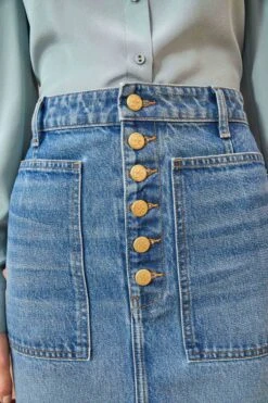 ULLA JOHNSON The Bea Skirt - Danube Medium Indigo Wash -fashion store ULLA JOHNSON The Bea Skirt DANUBEMEDIUMINDIGOWASH 0090