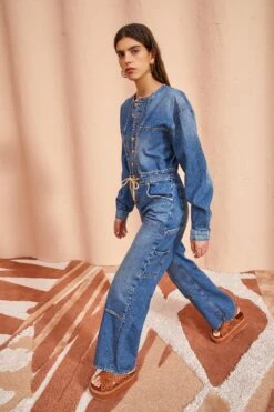 ULLA JOHNSON The Stevie Jumpsuit - Danube Medium Indigo Wash -fashion store ULLA JOHNSON The Stevie DANUBE MEDIUM INDIGO WASH 03