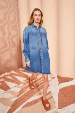 ULLA JOHNSON The Valerie Dress - Danube Medium Indigo Wash