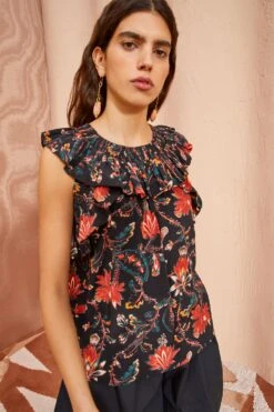 ULLA JOHNSON Tulip Top - Obsidian -fashion store ULLA JOHNSON Tulip Top OBSIDIAN 0020