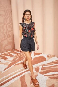 ULLA JOHNSON Tulip Top - Obsidian -fashion store ULLA JOHNSON Tulip Top OBSIDIAN 01 MAIN