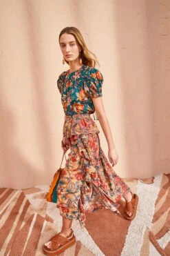 ULLA JOHNSON Ursa Skirt - Coral Bloom -fashion store ULLA JOHNSON Ursa Skirt CORAL BLOOM 0019