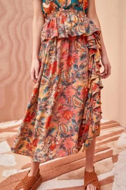 ULLA JOHNSON Ursa Skirt - Coral Bloom -fashion store ULLA JOHNSON Ursa Skirt CORAL BLOOM 0080