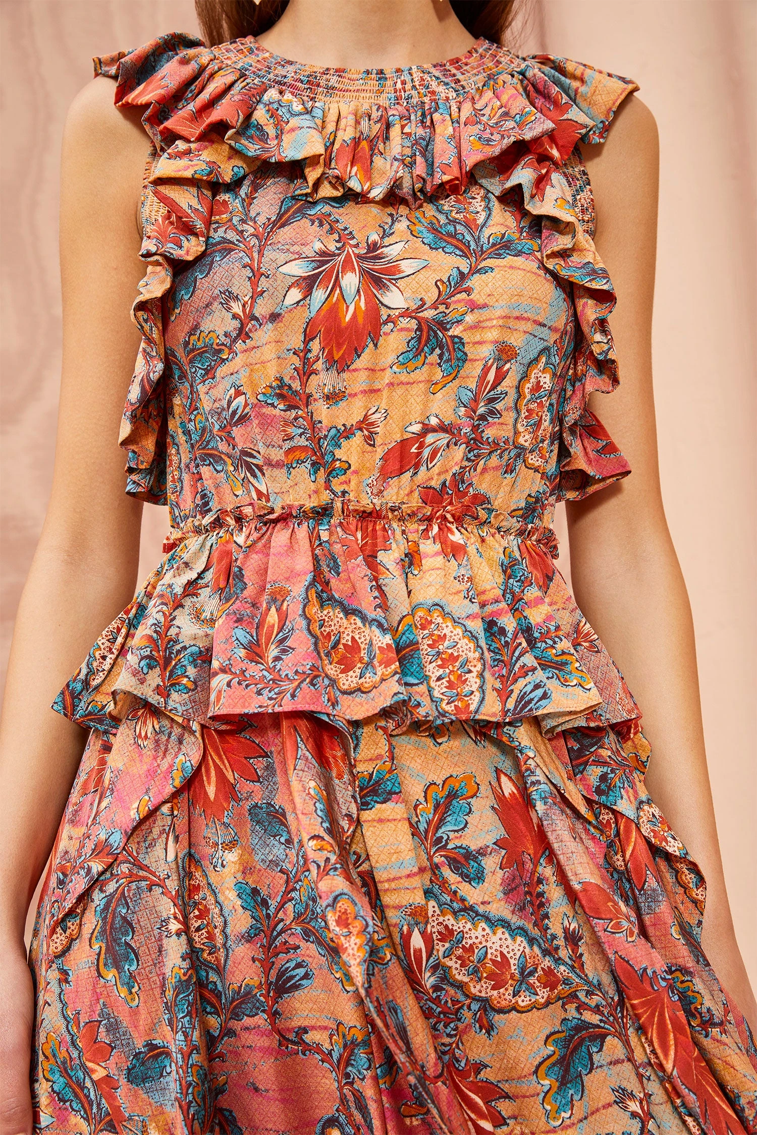 ULLA JOHNSON Violeta Dress - Coral Bloom 5 ULLA JOHNSON Violeta Dress - Coral Bloom - Image 3